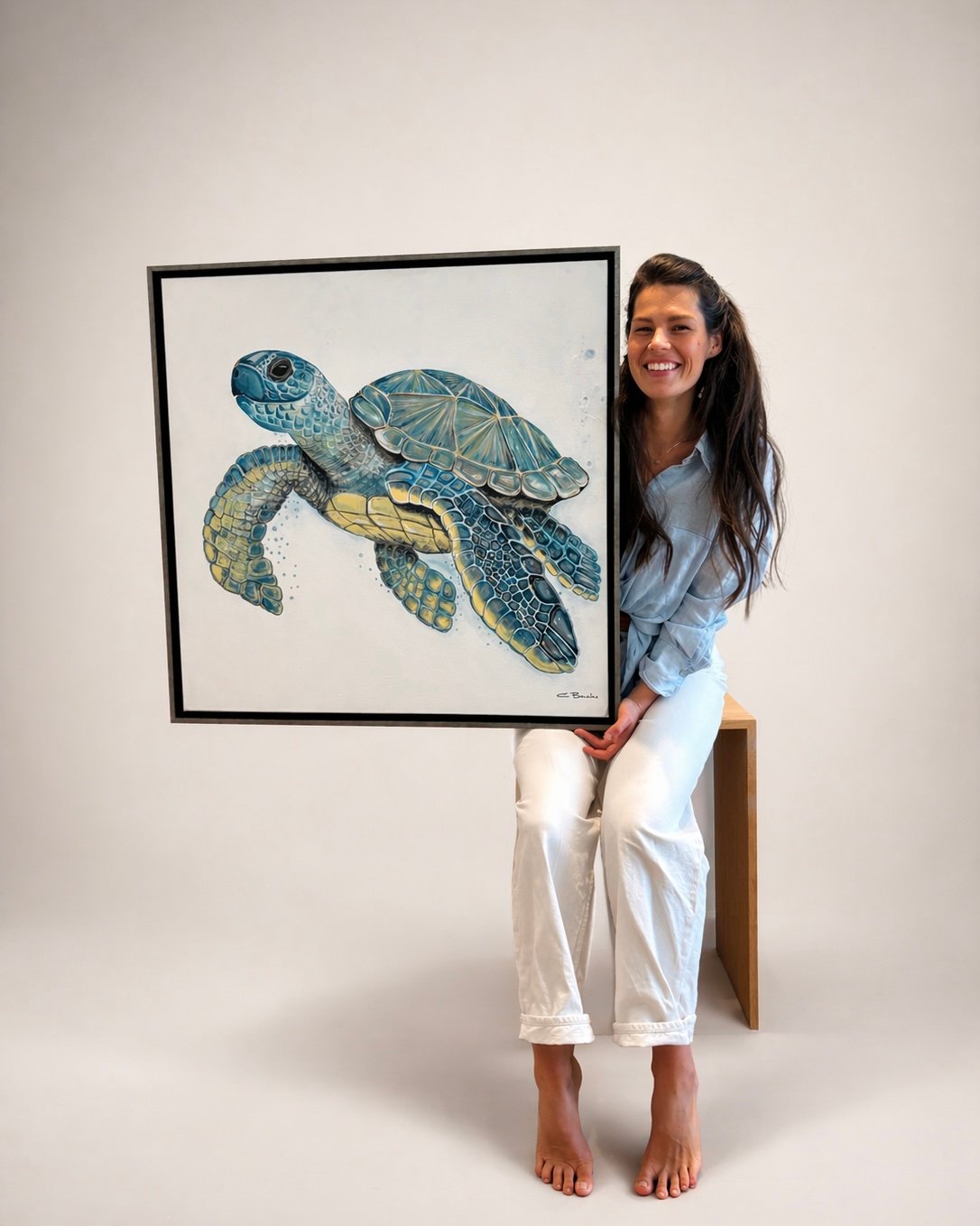 Sea turtle painting detail